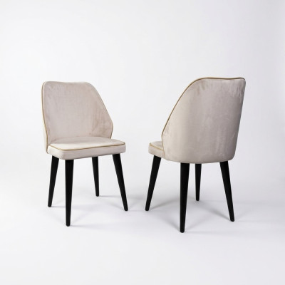 White upholstered chair luxury dining room single seater wooden legs designer furniture