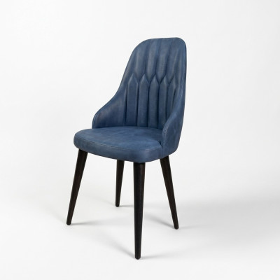 Original dining stool in blue color with a soft back for your dining room.