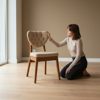 Beige wooden chair Chesterfield chair designer upholstered chairs luxurious seating furniture