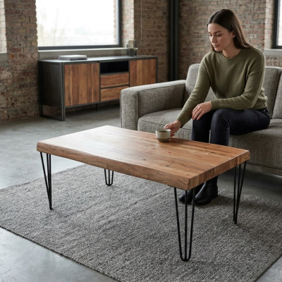 Wooden coffee table on original black legs for your living room Original