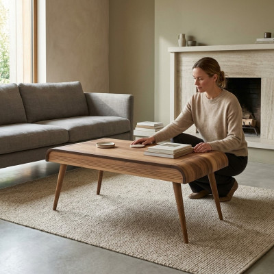 Wood coffee table on wooden legs for your living room Original design model New
