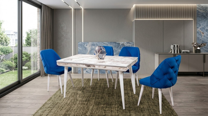 Dining room furniture 4x chairs luxury designer furnishings blue