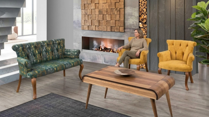 Seating set bench seat cushion furniture set couch sofa coffee table 4-piece sets