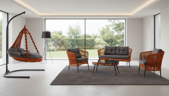 Orange garden seating furniture sofa set two-seater armchair coffee table set