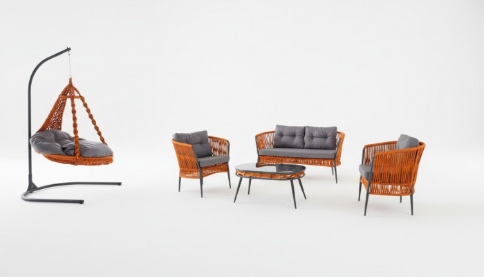 Orange garden seating furniture sofa set two-seater armchair coffee table set