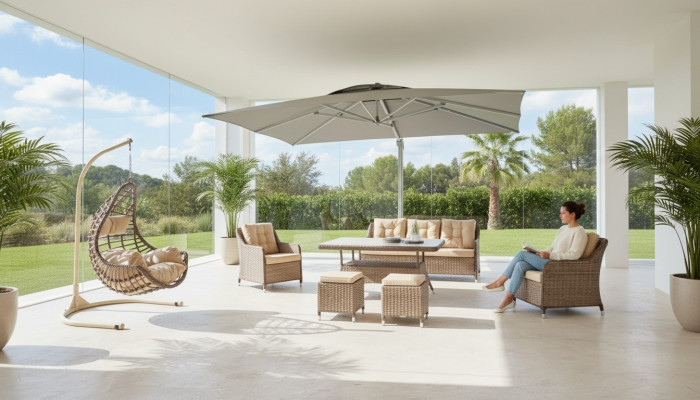 Modern garden furniture set table armchair stool porch sofa 6-piece set new