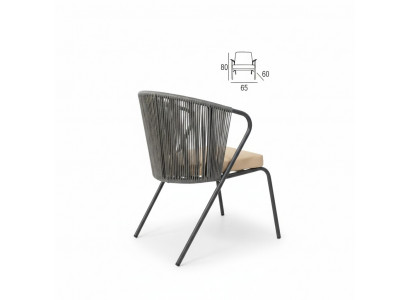 Chair with soft stainless steel leg and round gray backrest
