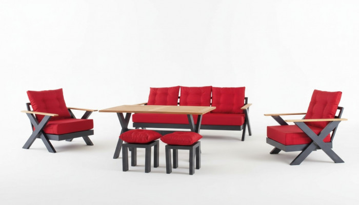 Garden furniture sofa set table stool armchair veranda seating group 6-piece.