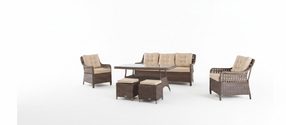 Garden furniture sofa set table armchair seating groups veranda stool 6-piece.