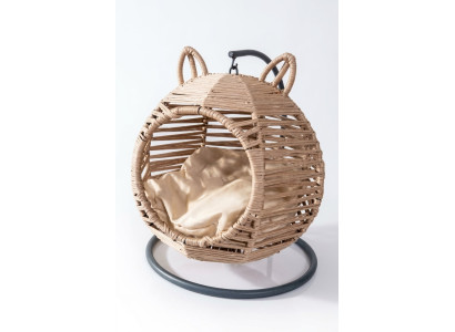Modern round swing cat bed beige luxury modern piece of furniture wood