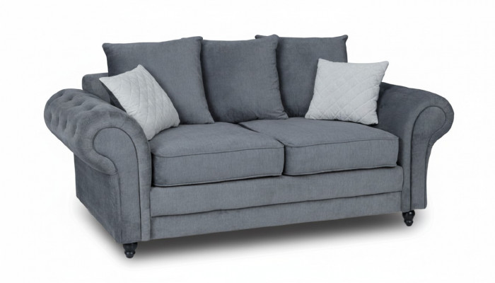 Gray Chesterfield couch upholstery furniture fabric couches sofas two-seater