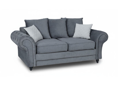 Gray Chesterfield couch upholstery furniture fabric couches sofas two-seater