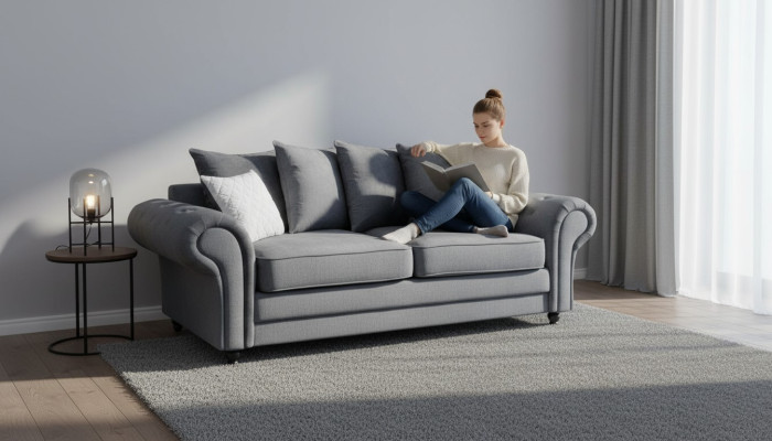 Three-seater couch upholstery furniture velvet couch fabric sofa 218cm couches