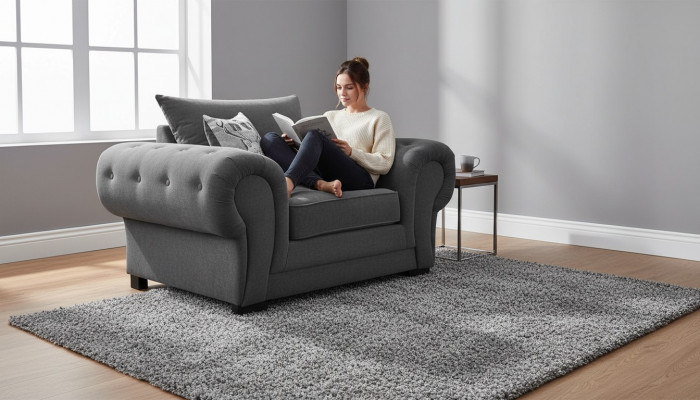 Modern style design, color gray, living room, 1-seat armchair, fabric polyester, new.