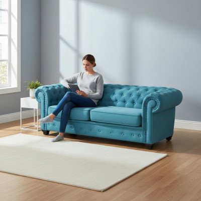 Chesterfield Sofa Set Couch Upholstery Furniture Set 3+2+1 Turquoise