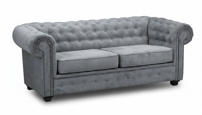 Gray Chesterfield sofa cushion furniture two-seater couches sofas fabric textile