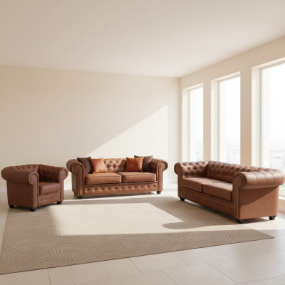 Sofa set Chesterfield 3+2+1 living room furniture couch set fabric textile
