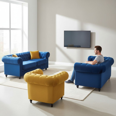 Chesterfield Sofa Set Couch Furniture Living Room Arrangement 3+2+1 Seater