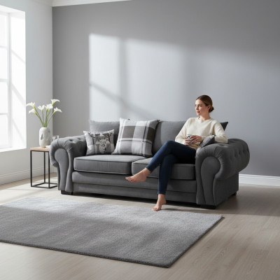Sofa set 3+2+1 Chesterfield furniture living room fabric in Italian style