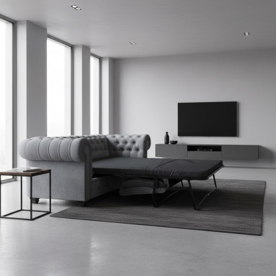Chesterfield sofa with bed function, Bengal fold-out bed, couch sleeper sofa.