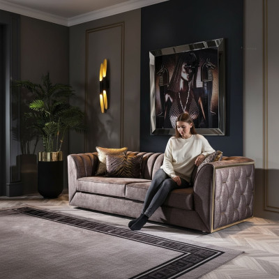 Luxury 3-seater taupe sofa for the living room