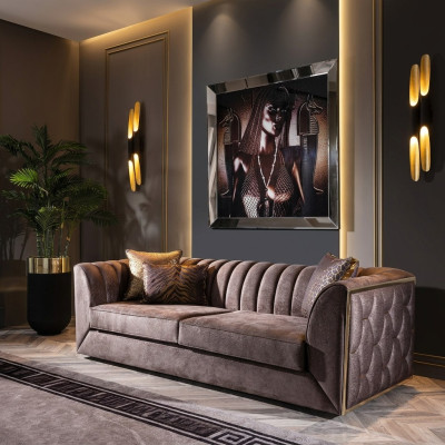 Luxury 3-seater taupe sofa for the living room