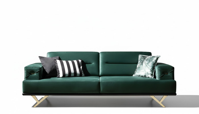 Complete sofa for three people in green stainless steel