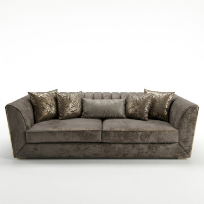 Modern luxury taupe three-seater sofa