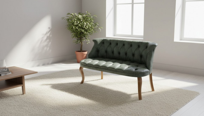 Green double Chesterfield sofa