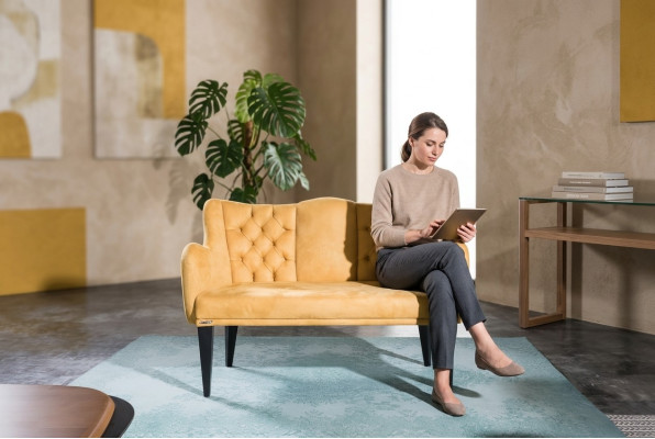 Modern luxury orange loveseat