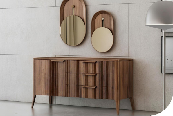 Walnut Nature - Toros Black Marble Dresser Luxury Living Room Furniture