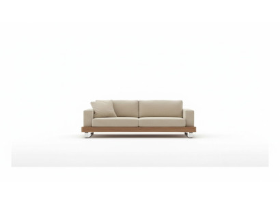 Modern three-seater sofa upholstered couch living room set wooden frame