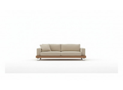 Modern three-seater sofa upholstered couch living room set wooden frame