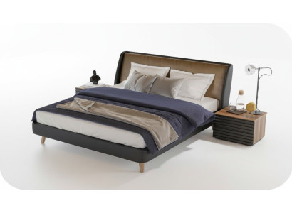 Bedroom set bed 2x nightstands complete furniture beds walnut natural