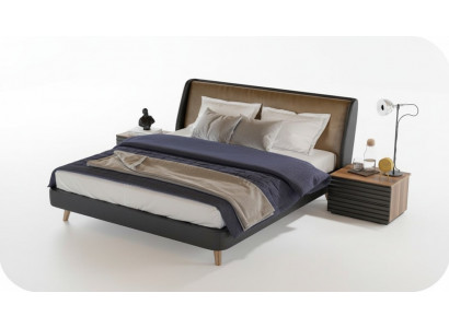 Bedroom set bed 2x nightstands complete furniture beds walnut natural