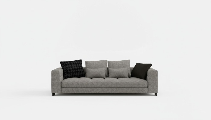 Gray sofa three-seater living room seating furniture wooden frame sofa collection