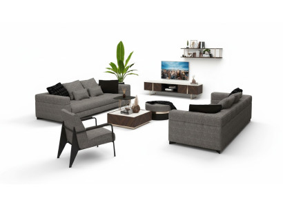 Gray armchair, stainless steel legs, modern living room furniture, armchair, sofa, couch