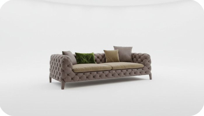 Taupe Chesterfield Three-Seater Luxury Modern Sofa Style Living Room Furniture