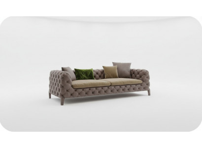Taupe Chesterfield Three-Seater Luxury Modern Sofa Style Living Room Furniture