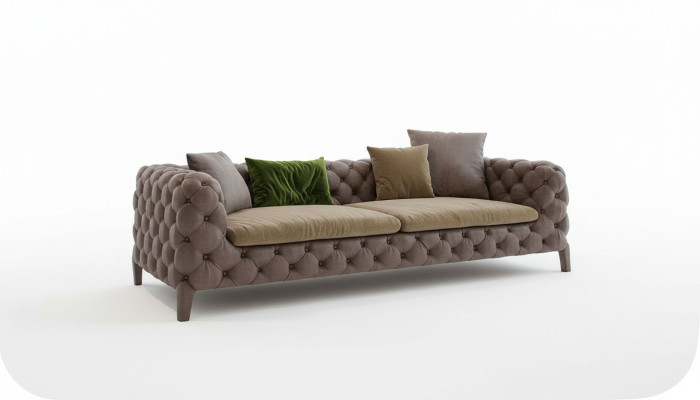 Chesterfield four-seater taupe modern couch living room furniture modern new