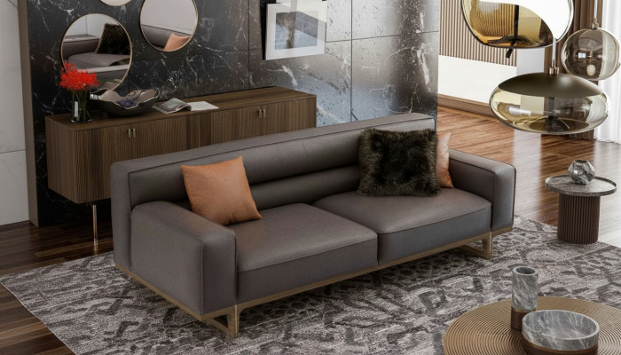 Gray three-seater modern luxury couch living room furniture living room sofa