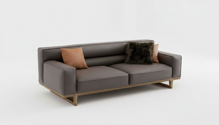 Gray three-seater modern luxury couch living room furniture living room sofa
