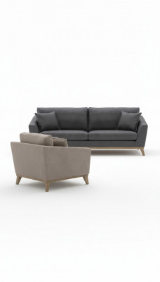 Gray three-seater wooden frame modern living room couch new luxury design