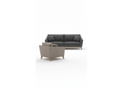Gray three-seater wooden frame modern living room couch new luxury design
