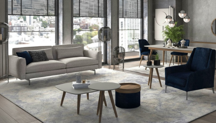 Gray-Black Living Room Furniture Three-Seater Armchair New Luxury Modern Set