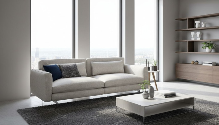 Three-seater couch modern living room furniture textile sofas gray modern style