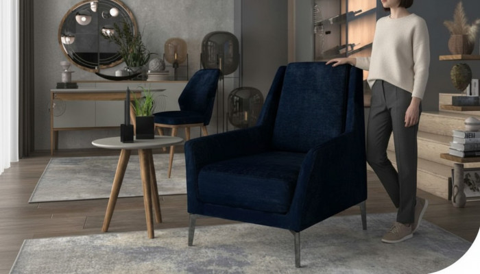 Blue Relax Armchair Modern Single-Seater Living Room Furniture Club Chair New
