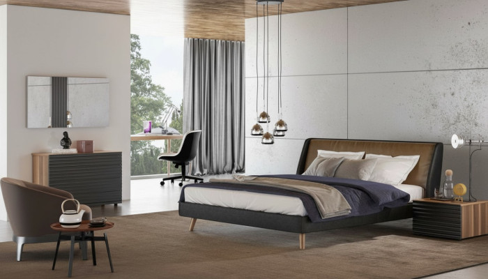 Makeup Table Natural Walnut - Matt Jute Mirror Bedroom Modern