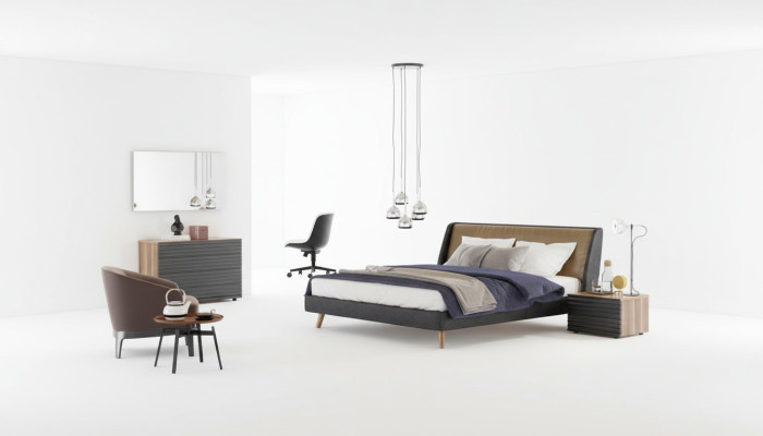 Makeup Table Natural Walnut - Matt Jute Mirror Bedroom Modern