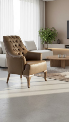 Brown Chesterfield Single-Seater Living Room Furniture Modern Luxury Armchair